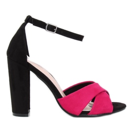 Sandali neri sul palo 369-34 Fucsia nero rosa