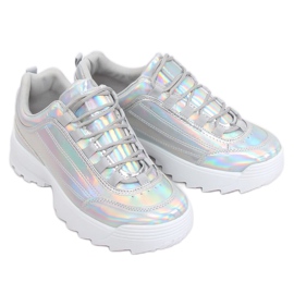 Scarpe sportive olografiche argento 82017 Silver grigio