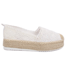 Espadrillas in pizzo bianco A8692 Bianco bianca