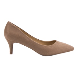 Scarpe con tacco in pelle scamosciata beige