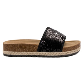Kylie Pantofole Nere Con Paillettes nero