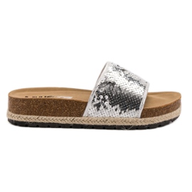 Kylie Pantofole Argento Con Paillettes grigio