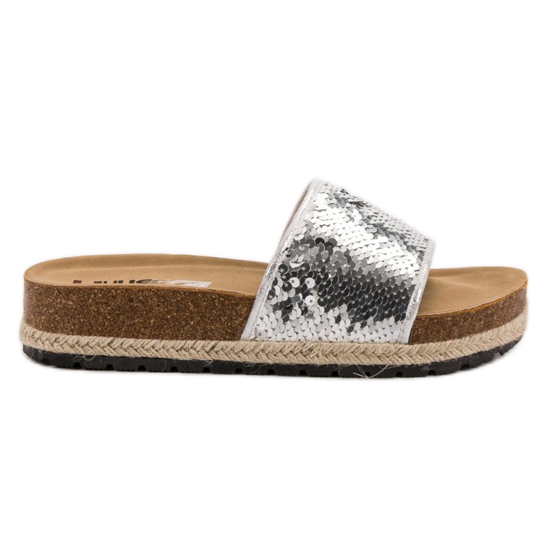 Kylie Pantofole Argento Con Paillettes grigio