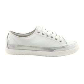 Scarpe sportive da donna, allacciate Filippo 703 bianco argento grigio