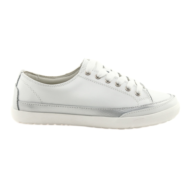 Scarpe sportive da donna, allacciate Filippo 703 bianco argento bianca grigio