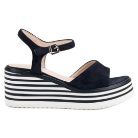 Vinceza Comodi sandali con zeppa blu blu navy