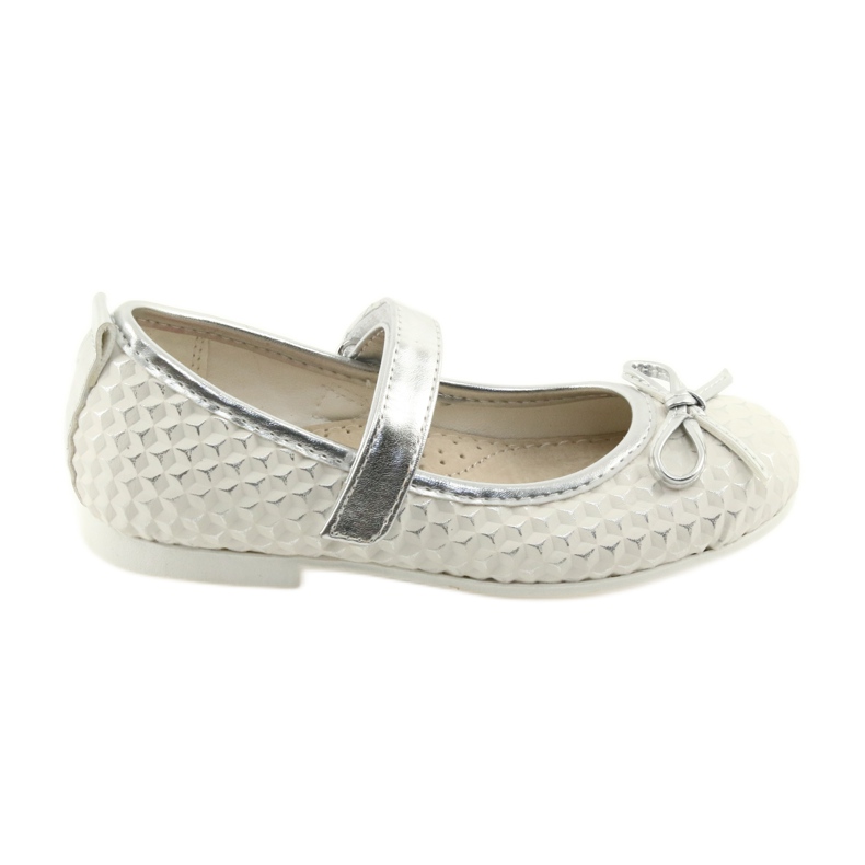 Ballerine in velcro American Club GC16 bianca grigio