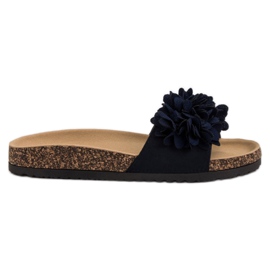 VINCEZA ciabatte con fiori blu blu navy