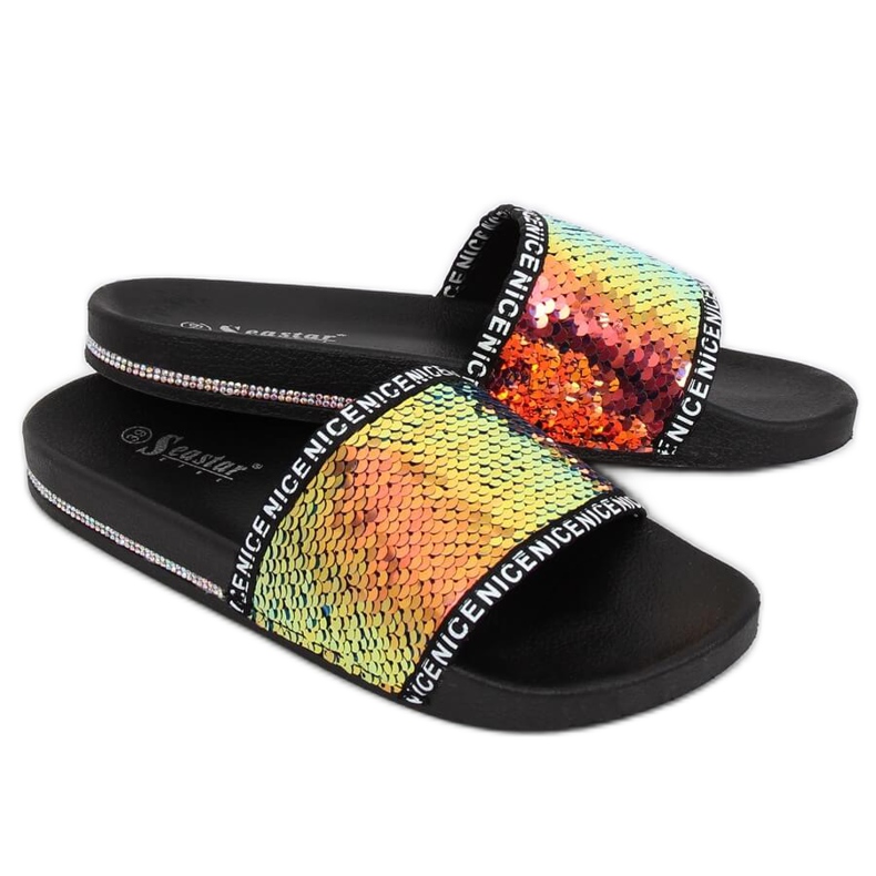 Infradito con paillettes petrolio BG50 Gold multicolore