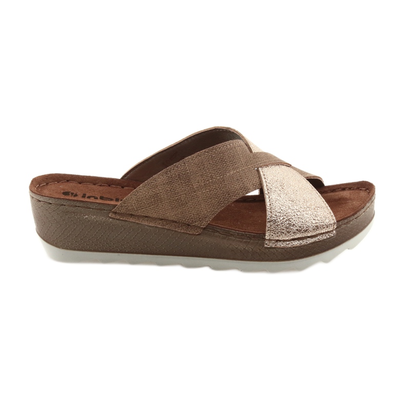 KOMFORT INBLU GX006 pantofole marrone / oro beige d'oro