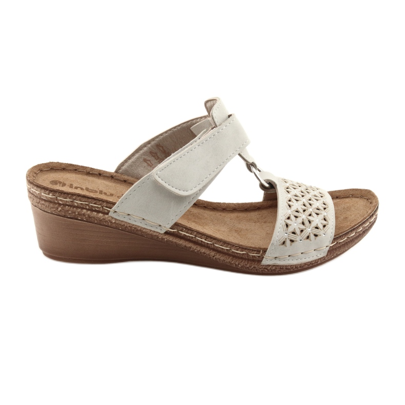 Ciabatte Inblu NA03 beige con paillettes velcro