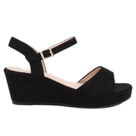 Sandali neri su una zeppa bassa K-7 Black nero