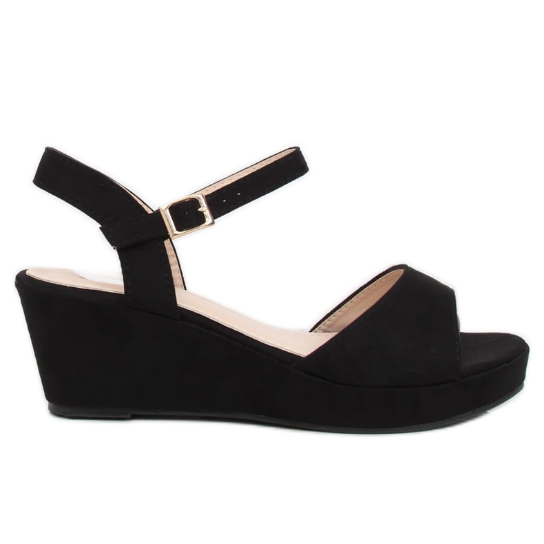 Sandali neri su una zeppa bassa K-7 Black nero