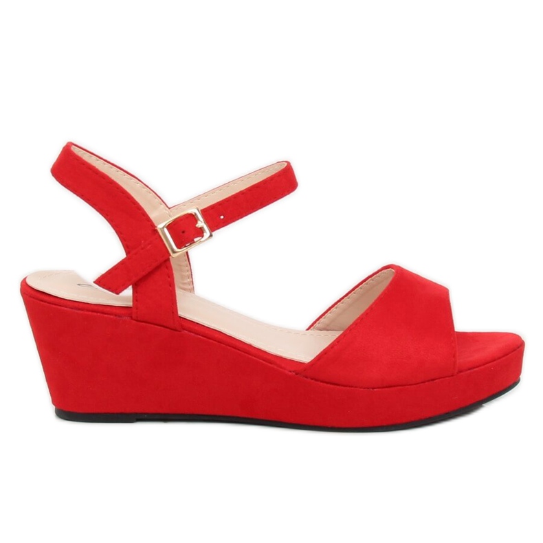 Sandali rossi su una zeppa bassa K-7 Red rosso