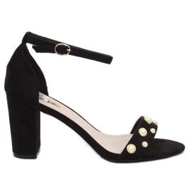Sandali sul palo con perle nere GH1519 Black nero