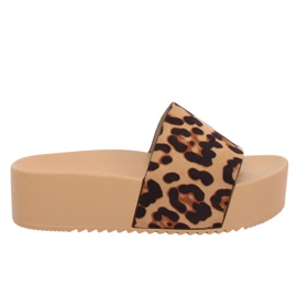 Pantofole marroni con suola alta N-32 Leopard marrone