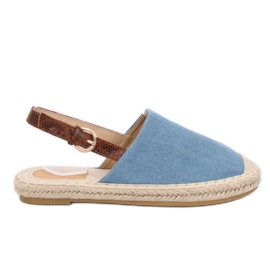 HH-119 BLU / CAMMELLO espadrillas blu con tacco aperto