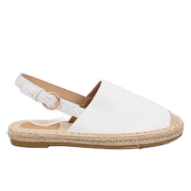 Bianco HH-119 Espadrillas bianche con tacco aperto bianca