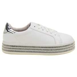 Scarpe sportive con cristalli bianco