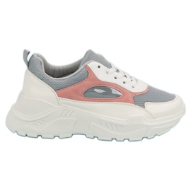 Scarpe Da Ginnastica Sulla Piattaforma bianca grigio rosa