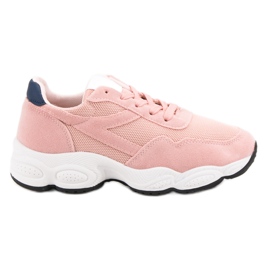Scarpe sportive stringate rosa