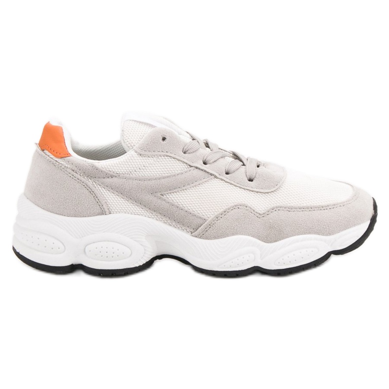 Scarpe sportive stringate bianca grigio
