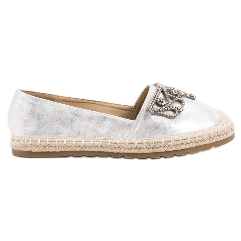 Ideal Shoes Espadrillas d'argento con ornamenti grigio
