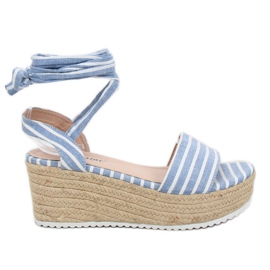 Sandali in tela blu GG-68P LT.BLUE bianco