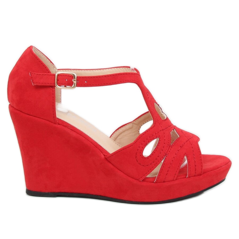 Sandali rossi con zeppa LM-002 Rosso