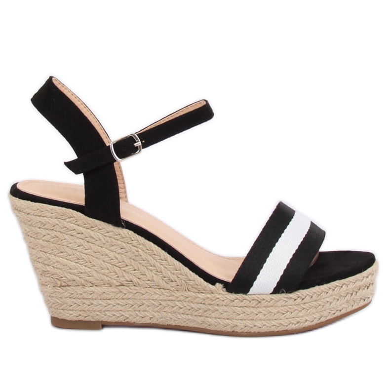 Espadrillas nere su zeppe, nere 9072 nere nero