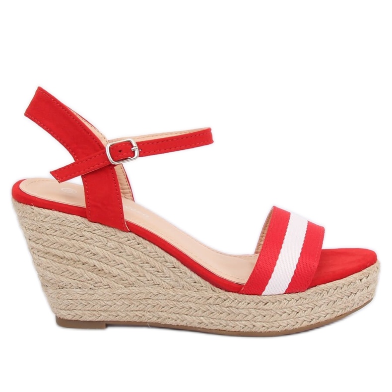 Espadrillas rosse su zeppe, rosso 9072 Rosso