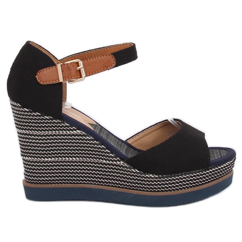 Sandali neri con zeppa 9079 Black nero
