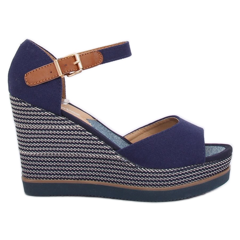 Sandali con zeppa 9079 Blu blu navy