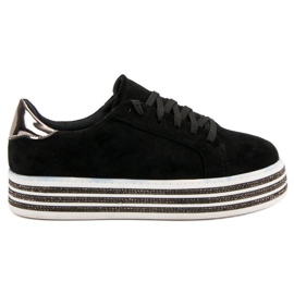 Creeper In Pelle Scamosciata Con Cristalli nero