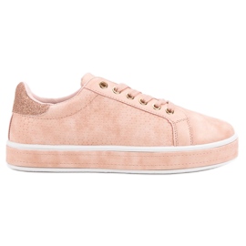Scarpe sportive stringate rosa