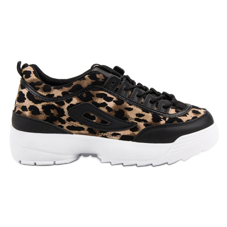 Sneakers nere con stampa animalier nero marrone