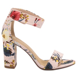 Ideal Shoes Sandali In Fiori multicolore rosa