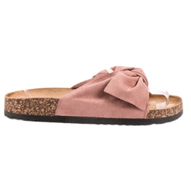 Anesia Paris Pantofole in pelle scamosciata rosa