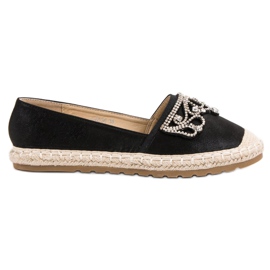 Ideal Shoes Espadrillas Nere Con Ornamenti nero