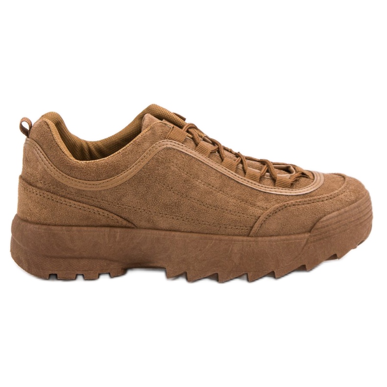 Sneakers in pelle scamosciata color cammello marrone