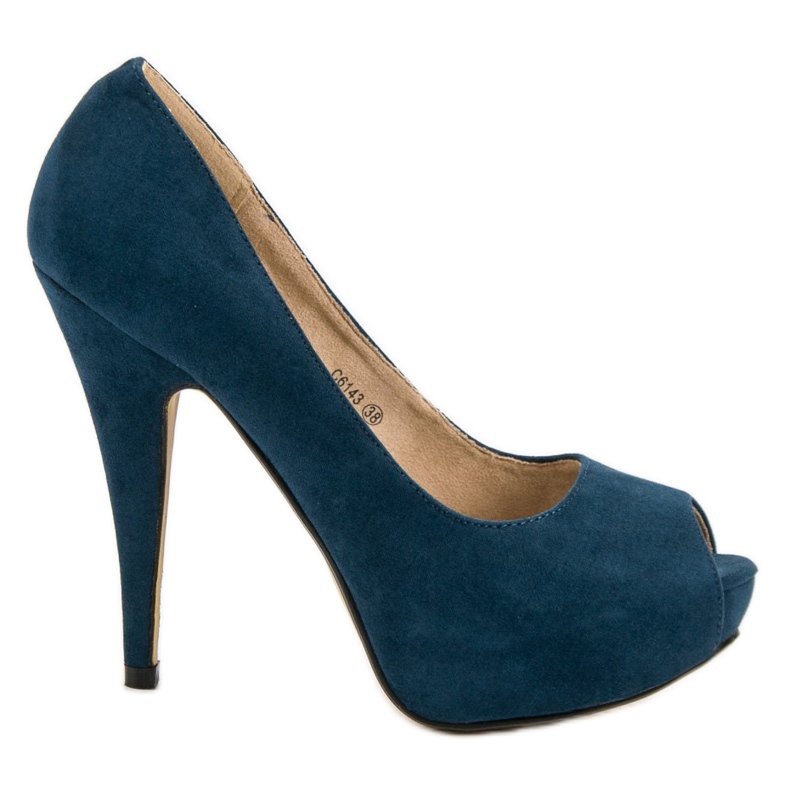 Corina Scarpe con tacco aperte in pelle scamosciata blu