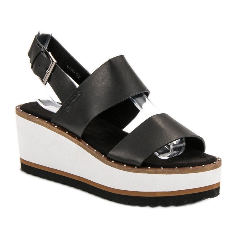 Corina Sandali neri sulla piattaforma nero