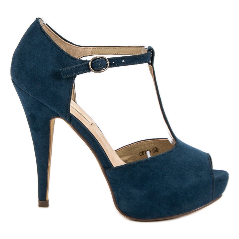 Corina Décolleté sexy con punta aperta blu
