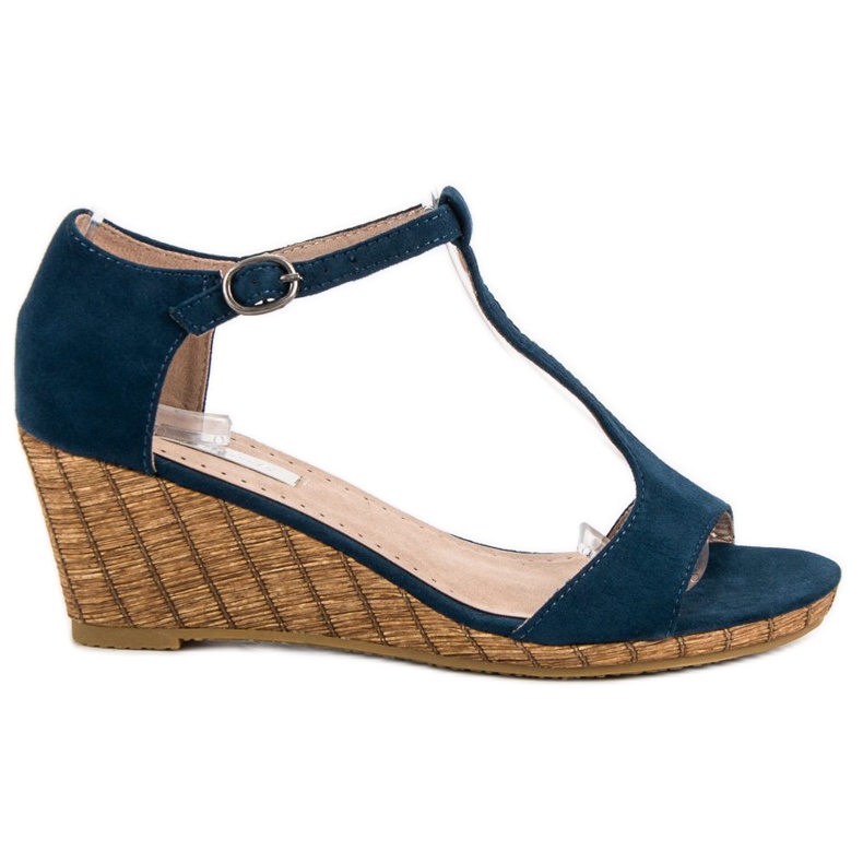 Corina Sandali blu navy su una zeppa