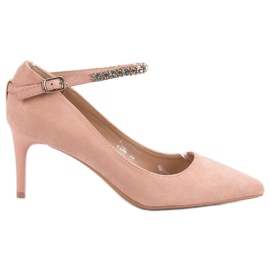 Fama Scarpe col tacco in pelle scamosciata cipria rosa