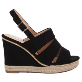 Sandali neri con zeppa 9069 Black nero
