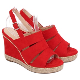 Sandali rossi con zeppa 9069 Rosso
