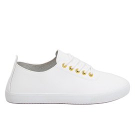 Sneakers bianche da donna WD009 WHITE/YELLOW bianco