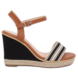 Sandali neri con zeppa 9068 Black marrone nero