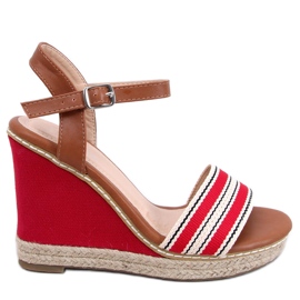 Sandali rossi con zeppa 9068 Rosso